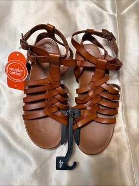 wonder nation Tan Braided Strappy Gladiator Sandals
